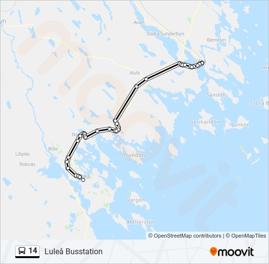 14 Route: Schedules, Stops & Maps - Luleå Busstation (Updated)