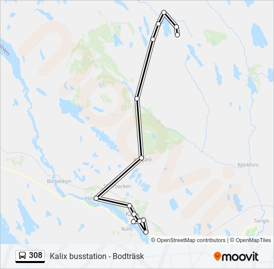 308 Route: Schedules, Stops & Maps - Bodträsk (Updated)