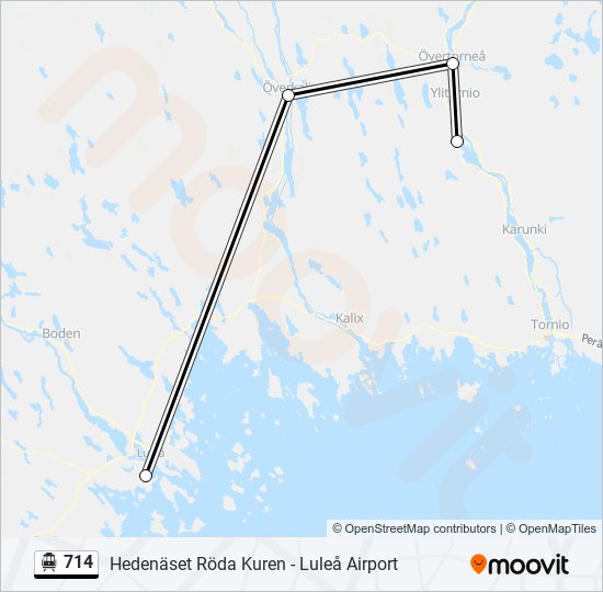 714 spårvagn Linje karta