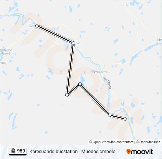 959 spårvagn Linje karta