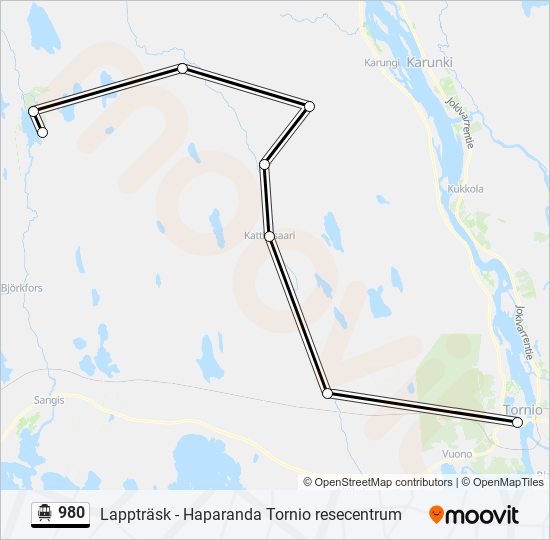 980 spårvagn Linje karta