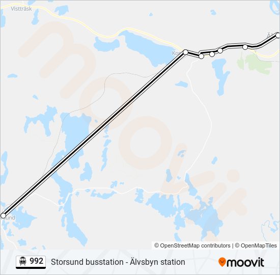 992 spårvagn Linje karta