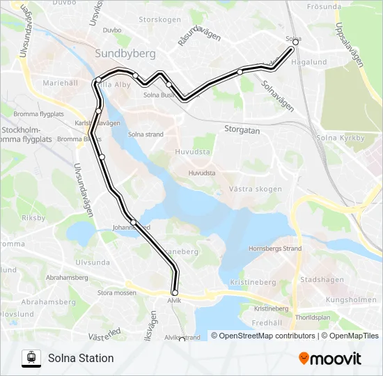 SICKLA STATION SPÅRV - SOLNA STATION Light Rail Line Map