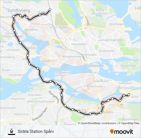SICKLA STATION SPÅRV - SOLNA STATION Light Rail Line Map