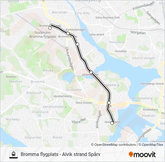 BROMMA FLYGPLATS - ALVIK STRAND SPÅRV Light Rail Line Map