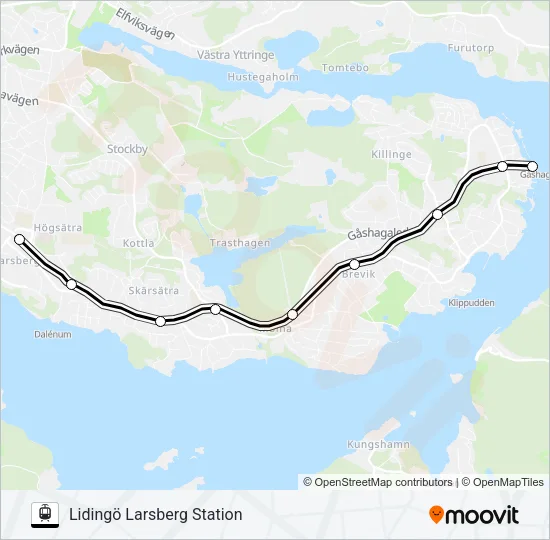 GÅSHAGA BRYGGA STATION - ROPSTEN T-BANA Light Rail Line Map