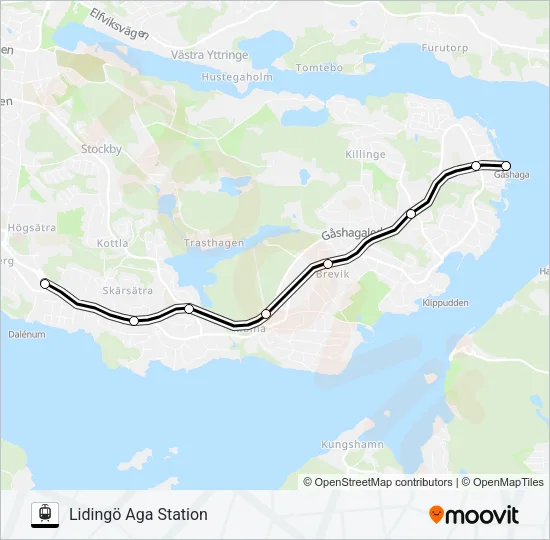 GÅSHAGA BRYGGA STATION - ROPSTEN T-BANA Light Rail Line Map