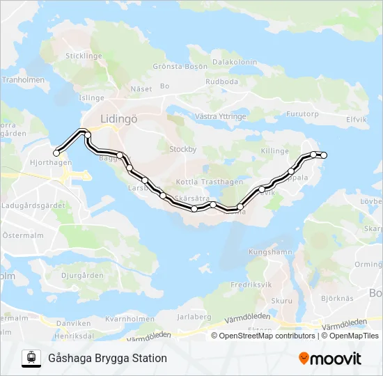 GÅSHAGA BRYGGA STATION - ROPSTEN T-BANA Light Rail Line Map