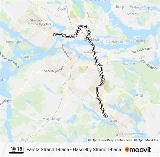 18 Route: Schedules, Stops & Maps - Alvik T-Bana (Updated)