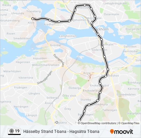 19 tunnelbana Linje karta