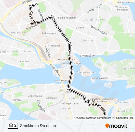 2 Rutt: Tidtabeller, Hållplatser & Kartor - Stockholm Sveaplan (Uppdaterat)