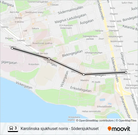 3 Bus Line Map