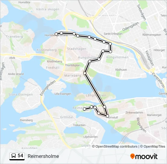 54 Bus Line Map
