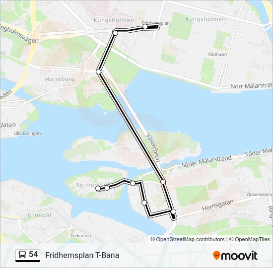 54 Bus Line Map