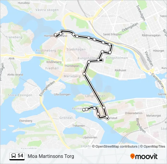 54 Bus Line Map