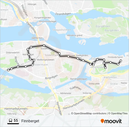 55 Bus Line Map
