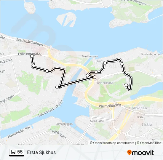55 Bus Line Map