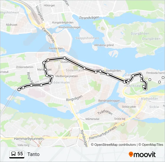 55 Bus Line Map