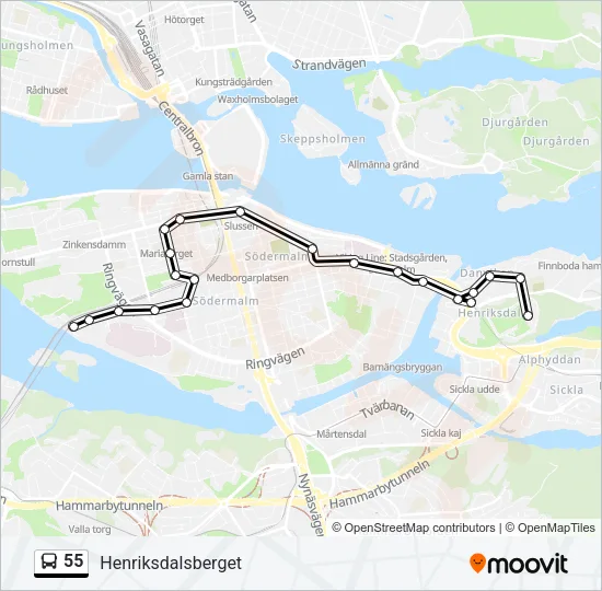 55 Bus Line Map