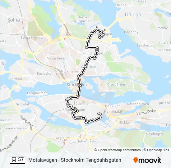 57 Bus Line Map