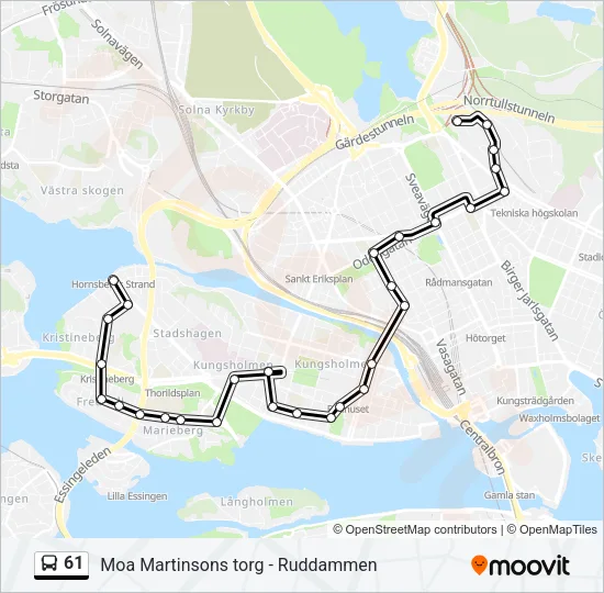 61 Bus Line Map