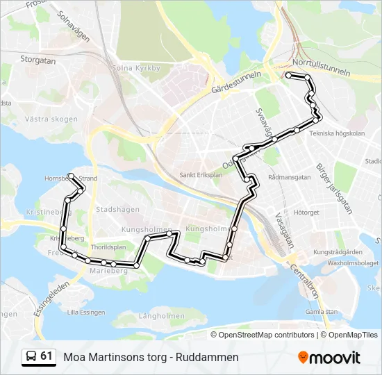 61 Bus Line Map