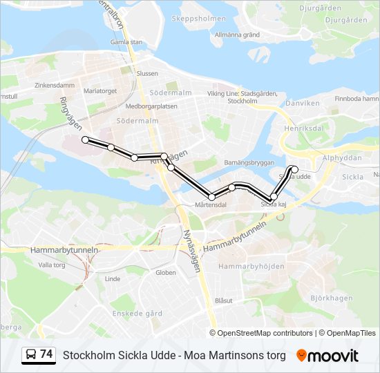 74 bus Line Map