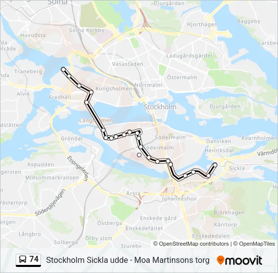 74 Bus Line Map