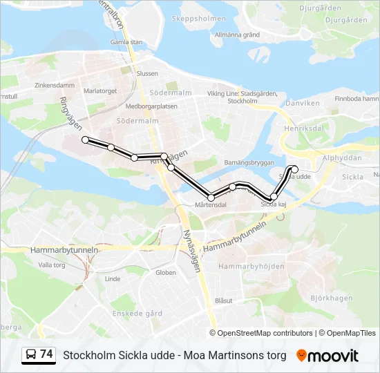 74 Bus Line Map