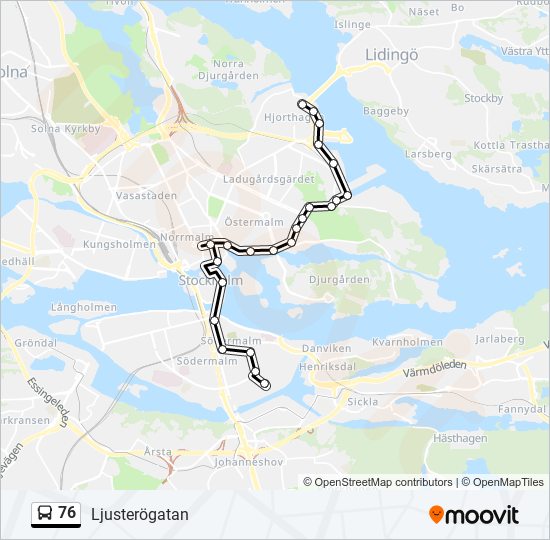 76 bus Line Map