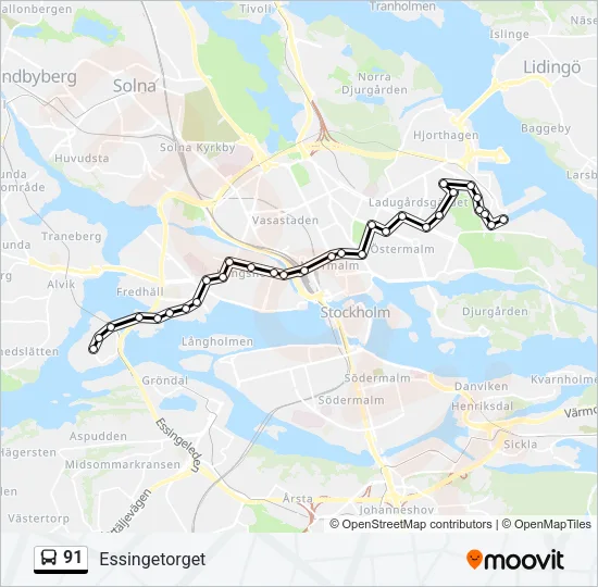 91 Bus Line Map