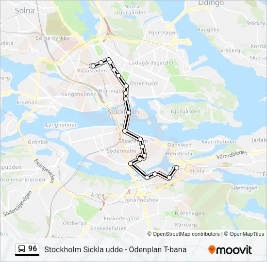 96 Bus Line Map