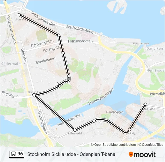 96 Bus Line Map