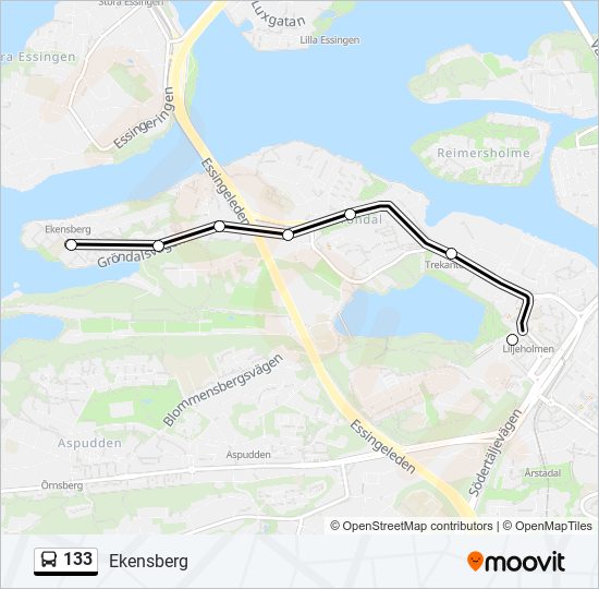 133 bus Line Map