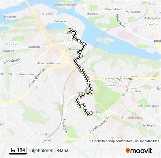 134 Bus Line Map