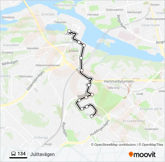 134 Bus Line Map