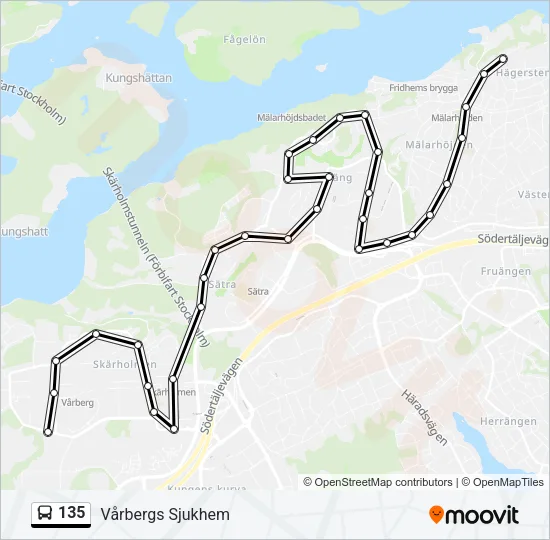135 Bus Line Map