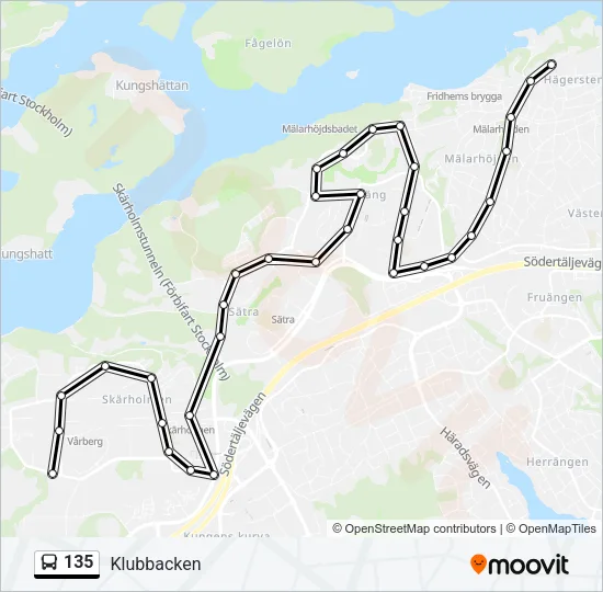 135 Bus Line Map