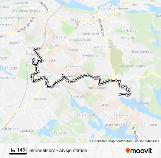 143 Route: Schedules, Stops & Maps - Älvsjö Station (Updated)