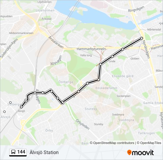 144 bus Line Map