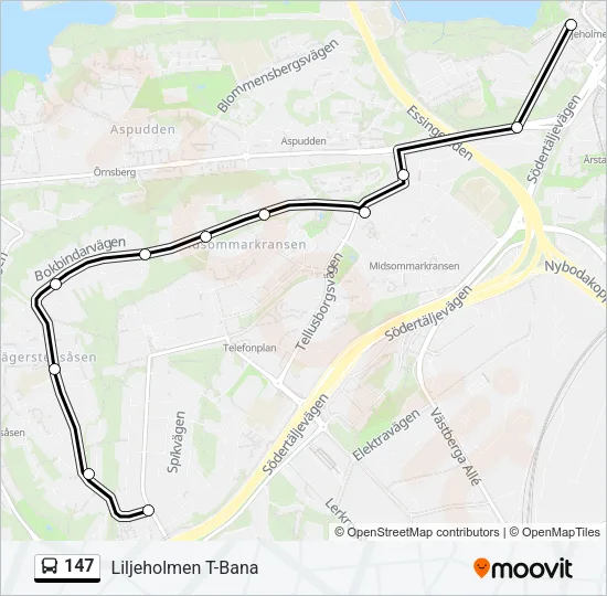 147 Bus Line Map