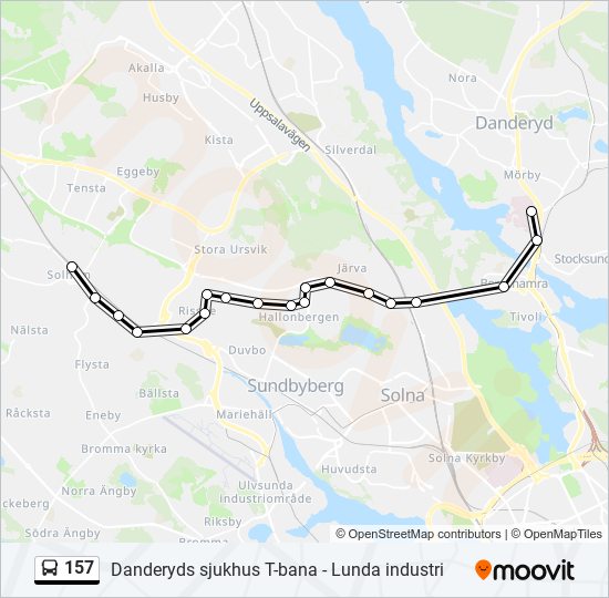 157 bus Line Map