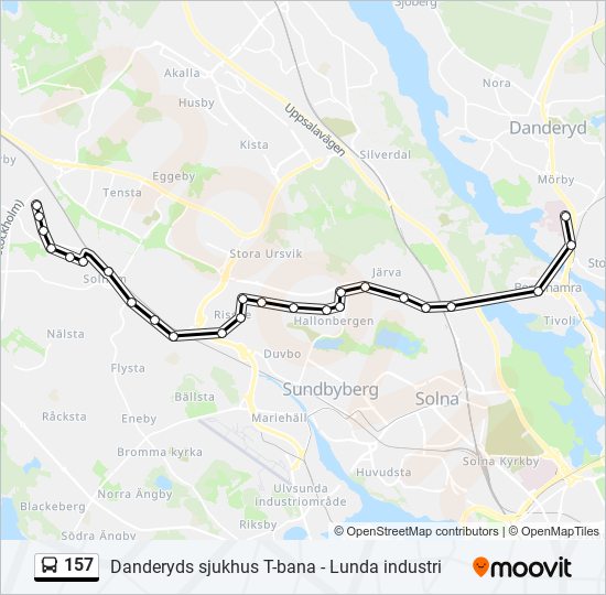 157 bus Line Map