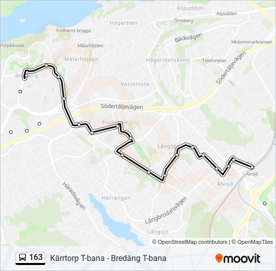 163 bus Line Map