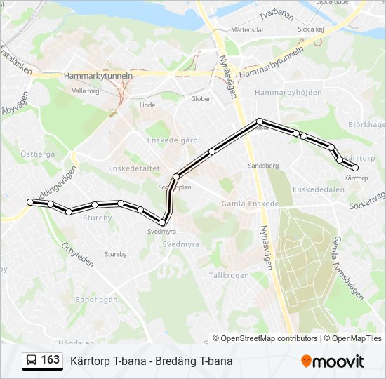 163 bus Line Map