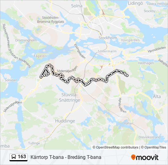 163 bus Line Map