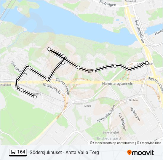 164 bus Line Map