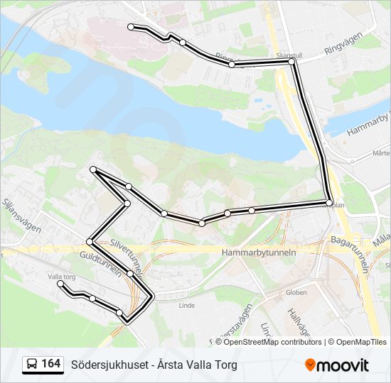 164 bus Line Map