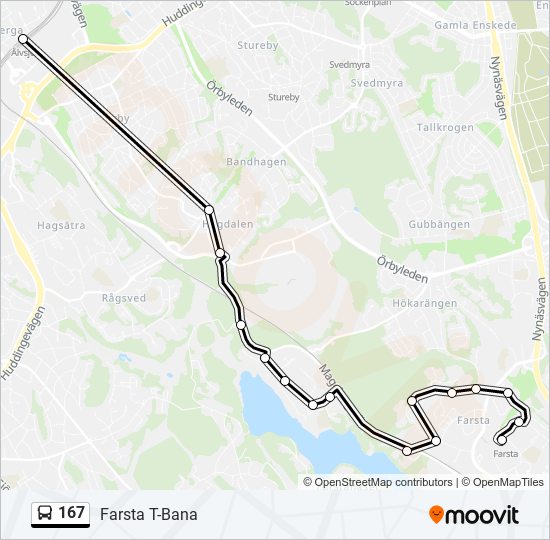 167 bus Line Map