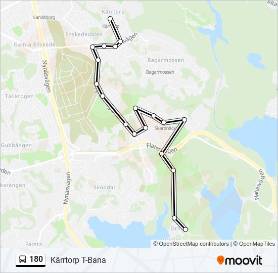 180 bus Line Map